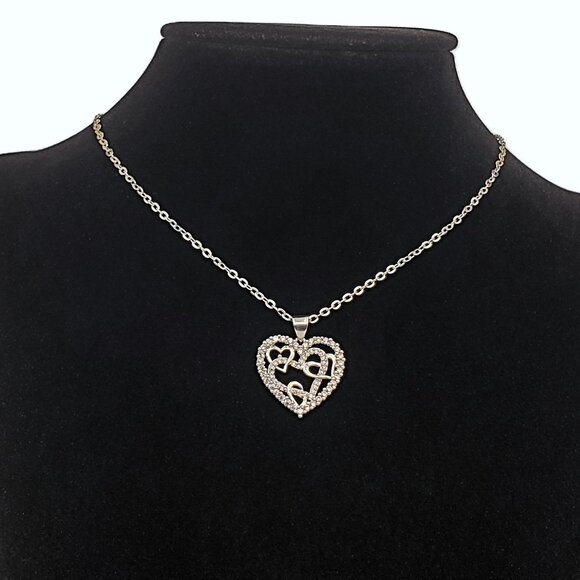 925 Silver Womens 1ct Diamond Heart Pendant Necklace Ladies New 16" 18" Jewelry - Picture 1 of 7